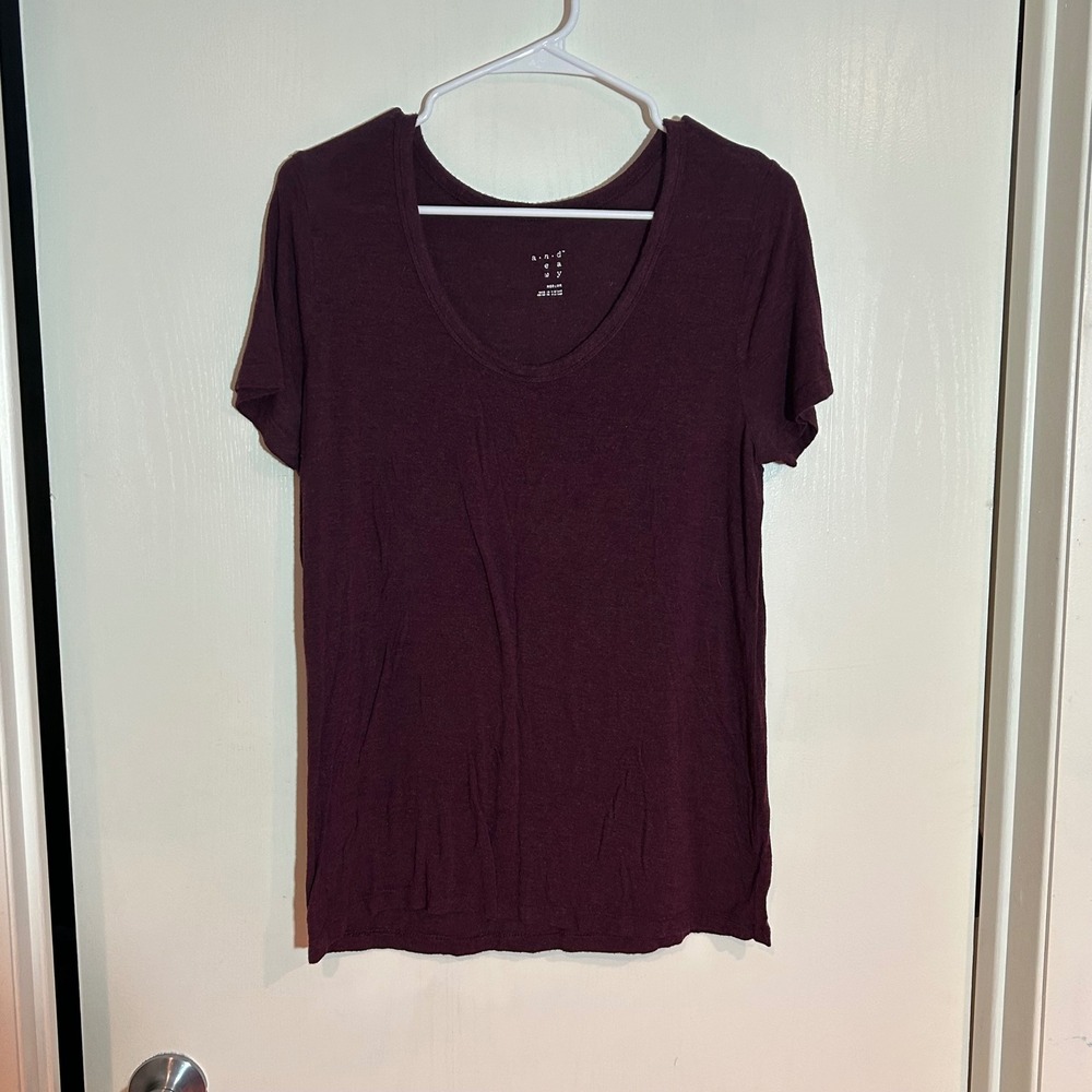 A New Day Womens Burgundy Scoop Neck Short Sleeve T-Shirt Medium Burgundy Maroon